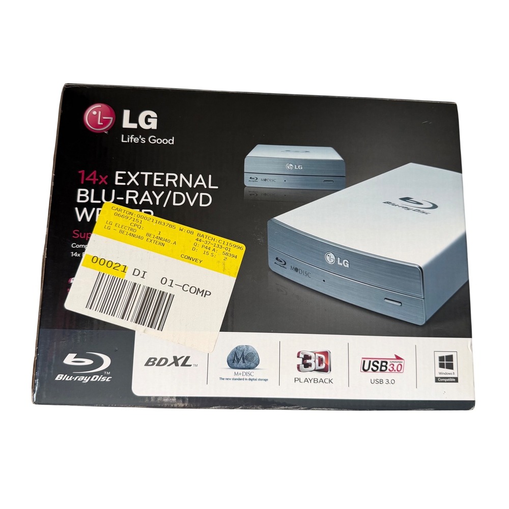 LG BE14NU40 14x External Blu-ray DVD Writer USB 3.0 M-DISC BDXL tested